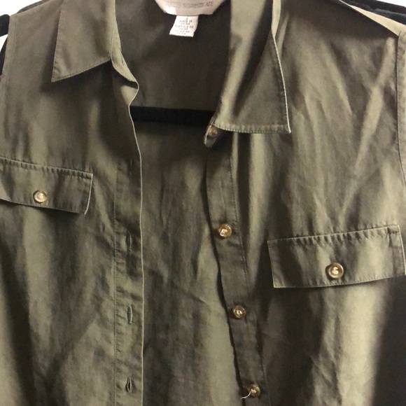 100% silk Vintage Top/Vest Forest Green - Picture 6 of 6